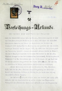 Verleihungsurkunde zum Grubenfeld Gaiselberg. Quelle: RAG-Archiv.